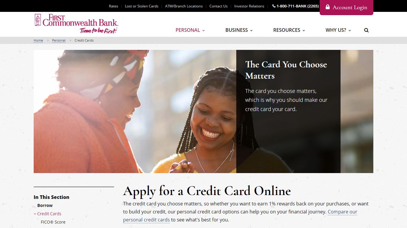 Apply For A Personal Credit Card | First Commonwealth Bank